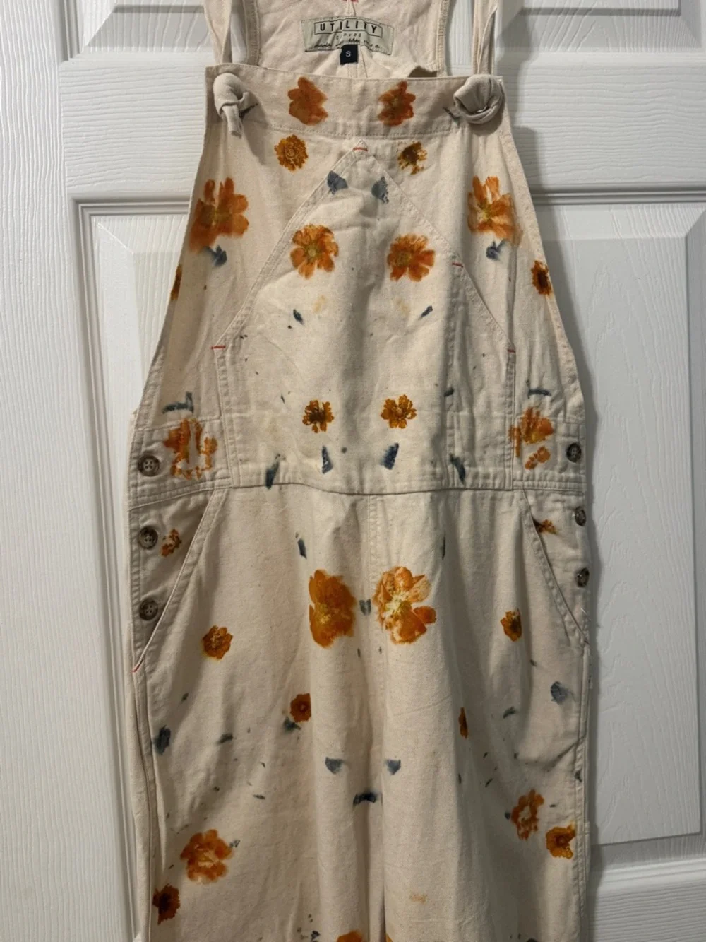 Anthropologie Flower Power Cotton Canvas Overalls - Picture 6 of 9